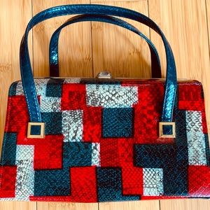 Vintage Handbag Patriotic Faux Snakeskin